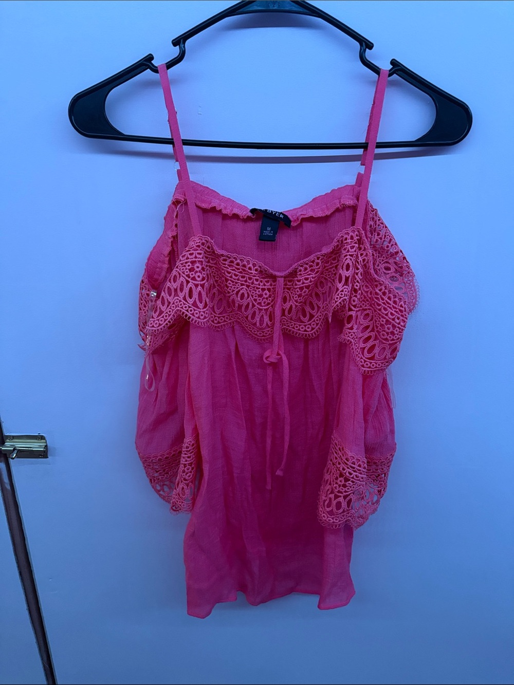 A. Byer Bright Pink Crochet-Trim Camisole